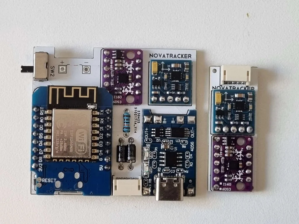 Bancada com PCB e placas IMU 9-DOF.